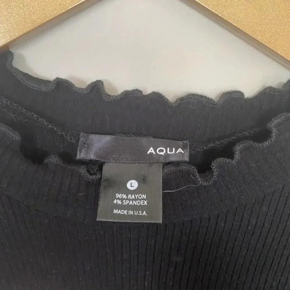 Aqua Black Ruffle Ribbed Tunic Top - Picture 4 of 9